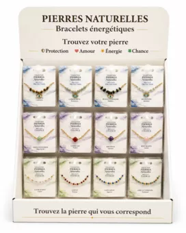 Gold Stainless Steel and Natural Stone Bracelet Display – 48 Bracelets