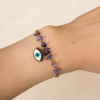Amethyst AA Protection Bracelet – Evil Eye