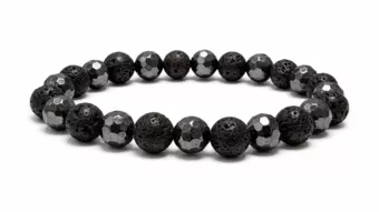 Faceted Hematite & Lava Stone Bracelet A 8mm Beads