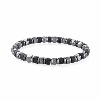Lava Stone & Hematite Bracelet A 6mm Beads