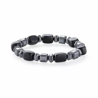 Black Obsidian & Hematite Bracelet A 8mm Beads