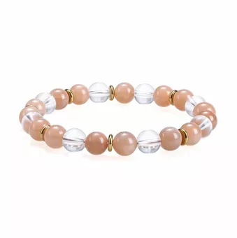 Rock Crystal & Sunstone Bracelet AA 8mm Beads