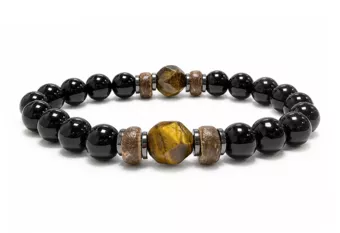 Black Onyx & Tiger Eye Bracelet A 8mm Beads