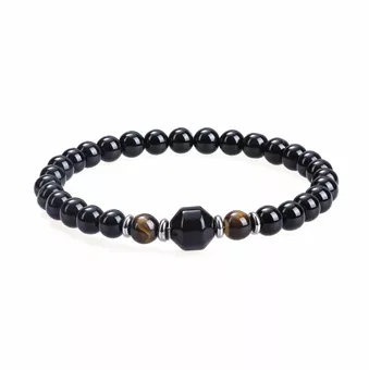 Tiger Eye & Black Onyx Bracelet A 8mm Beads