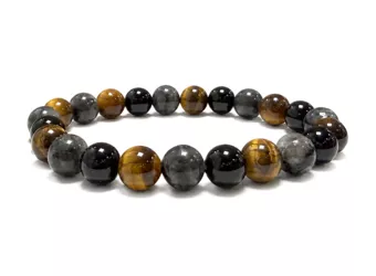 Larvikite, Tiger Eye & Black Onyx Bracelet A 8mm Beads