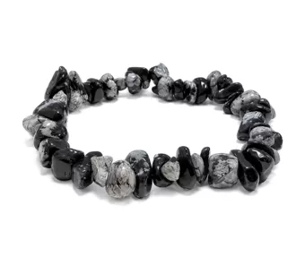 Snowflake Obsidian Chips Bracelet A 5-8mm