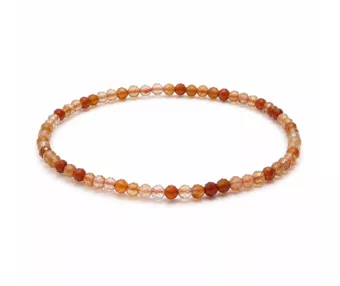 Carnelian A Faceted Bracelet – 3 mm Beads