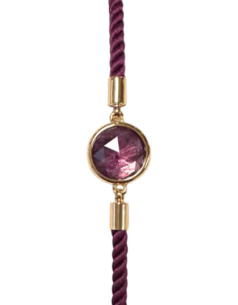 Faceted Round Amethyst Brass Rope Bracelet 12mm