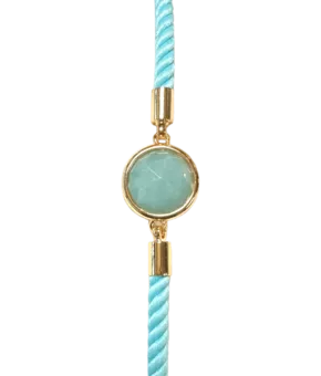 Faceted Round Amazonite Brass Rope Bracelet 12mm