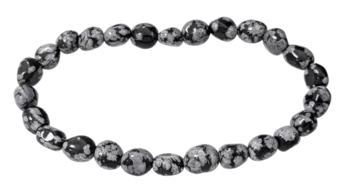 Obsidian snowflake tumbled stones bracelet