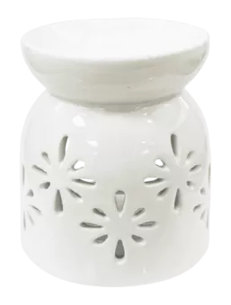 White Ceramic Oil Burner Openwork 8.5cm