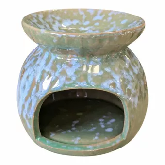 Green Ceramic Oil Burner with Multicolored Shades