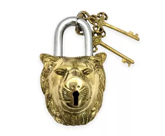 Brass padlock - Lion's head