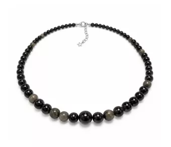 Golden Obsidian Graduated Bead Necklace A 4-12 mm 50 cm
