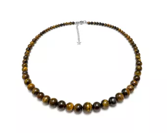 Graduated Tiger Eye Necklace A 4-12 mm Beads 50 cm