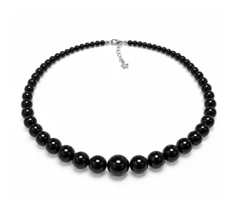 Black Tourmaline Graduated Bead Necklace AB 4-12 mm 50 cm