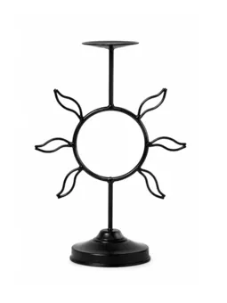 Black Metal Sun Candle Holder 29cm