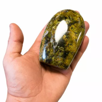 Polished green opal block, 0.390kg