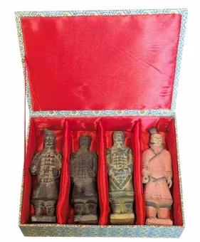 Set of 4 Imperial Warrior statues in terracotta 15cm