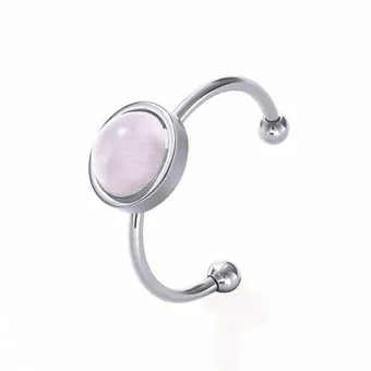 Rose Quartz Ring – Silver Stainless Steel