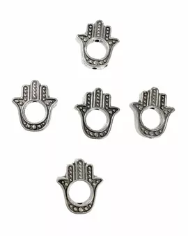 Metal Charm's Beads Hand of Fatma Silver 14mm x100