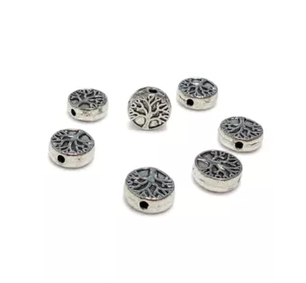 Stainless Steel Round Tree of Life Spacer Beads 9mm x50