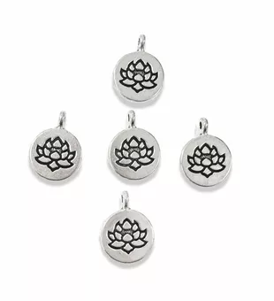 Silver Lotus Flower Spacer Charms 15 mm Pack of 50