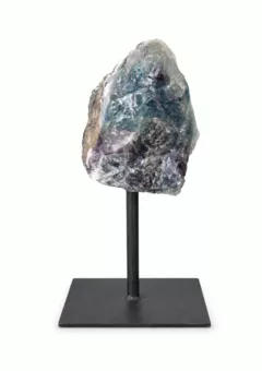 Raw Multicoloured Fluorite A on Black Metal Stand 17-20 cm 500-1100 g