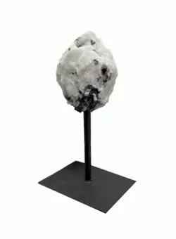 Raw White Moonstone A on Black Metal Stand 17-20 cm 500-700 g