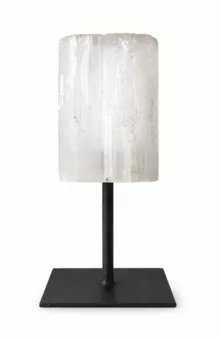 Raw Selenite A on Black Metal Stand 17-20 cm 500-800 g