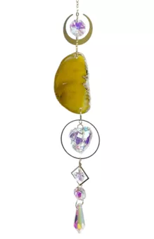 Mobile Suncatcher Yellow Agate Moon-Heart Crystal 41cm
