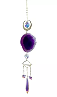 Mobile Suncatcher Purple Agate Cosmic Earth and Crystal 41cm