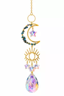Blue Apatite Moon Suncatcher