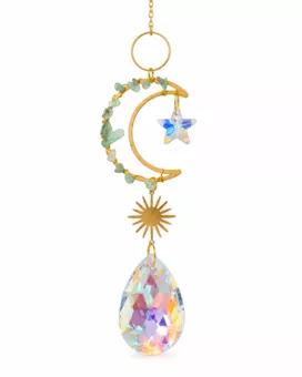 Green Aventurine Moon Suncatcher