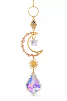 Rose Quartz Moon Suncatcher