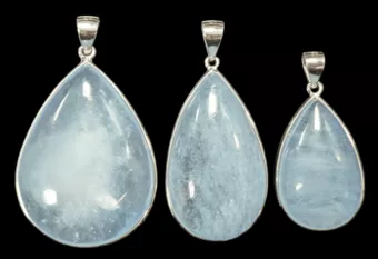 925 Silver Pendant Aquamarine AAA 3 pieces 20.39g