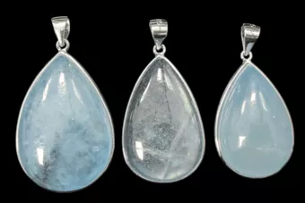 925 Silver Pendant Aquamarine AAA 3 pieces 20.75g