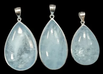 925 Silver Pendant Aquamarine AAA 3 pieces 20.56g