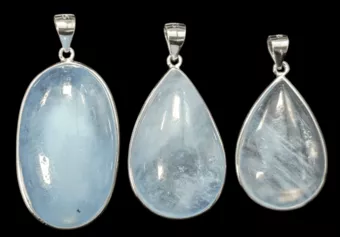 925 Silver Pendant Aquamarine AAA 3 pieces 20.71g