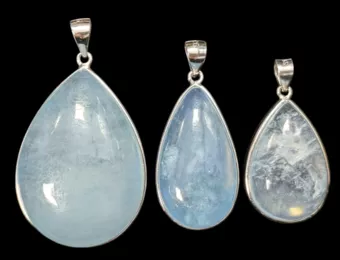 925 Silver Pendant Aquamarine AAA 3 pieces 21.05g