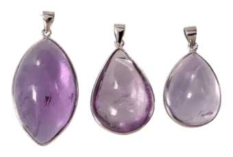 925 Silver Amethyst Pendant AAA 3 pieces 17.96g