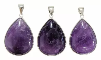 925 Sterling Silver Pendant with AAA Amethysts, 3 pieces, 14.32g