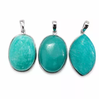Silver 925 Pendant Amazonite AAA 3 pieces 11.02g