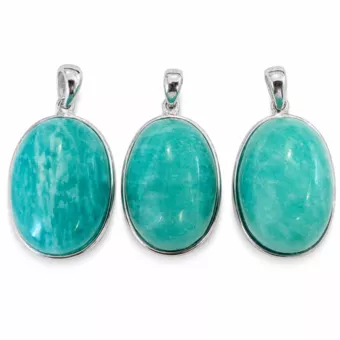 Sterling Silver 925 Pendant Amazonite AAA 3 pieces 10.51g