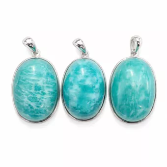Sterling Silver 925 Pendant Amazonite AAA 3 pieces 10.31g