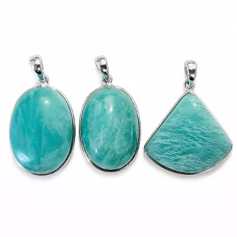 Pendant Sterling Silver 925 Amazonite AAA 3 pieces 10.57g