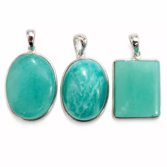 Silver 925 Amazonite AAA Pendant  3 pieces 10.22g