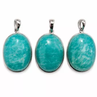 Sterling Silver 925 Pendant Amazonite AAA 3 pieces 10.34g