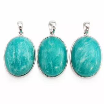 Sterling Silver 925 Pendant Amazonite AAA 3 pieces 10.07g