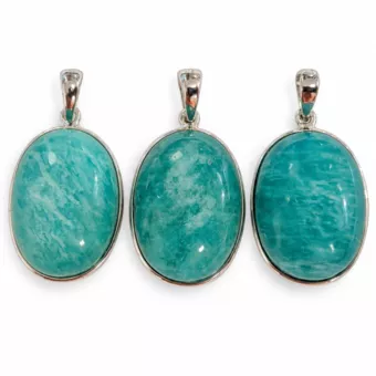 Silver 925 Amazonite AAA Pendant, 3 pieces, 10.76g